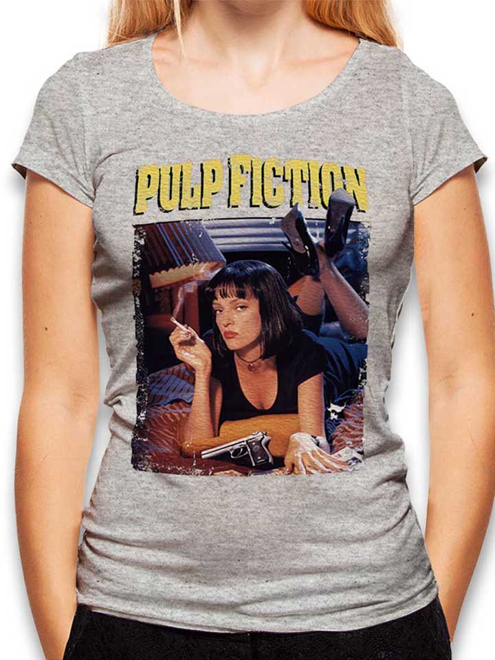 pulp-fiction-vintage-damen-t-shirt grau-meliert 1