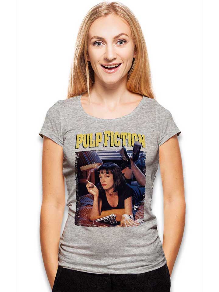 pulp-fiction-vintage-damen-t-shirt grau-meliert 2