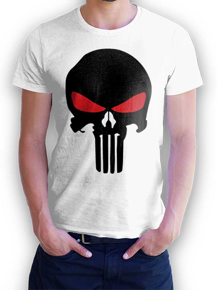 Punisher Red Eye Skull T-Shirt weiss L
