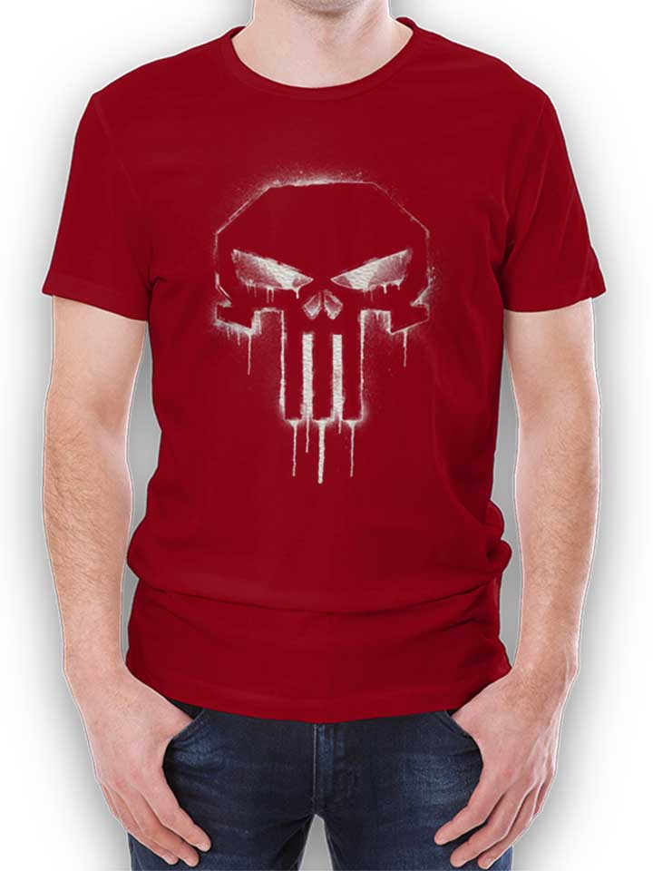 Punisher Spray Paint Logo T-Shirt maroon L
