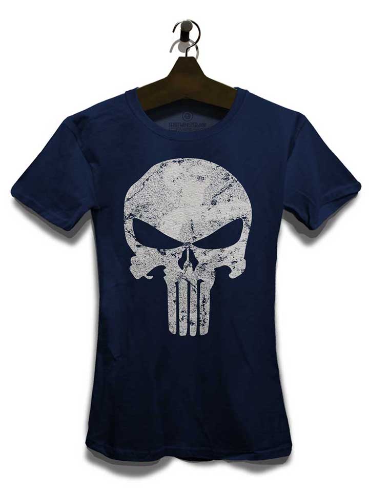 punisher-vintage-skull-damen-t-shirt dunkelblau 3