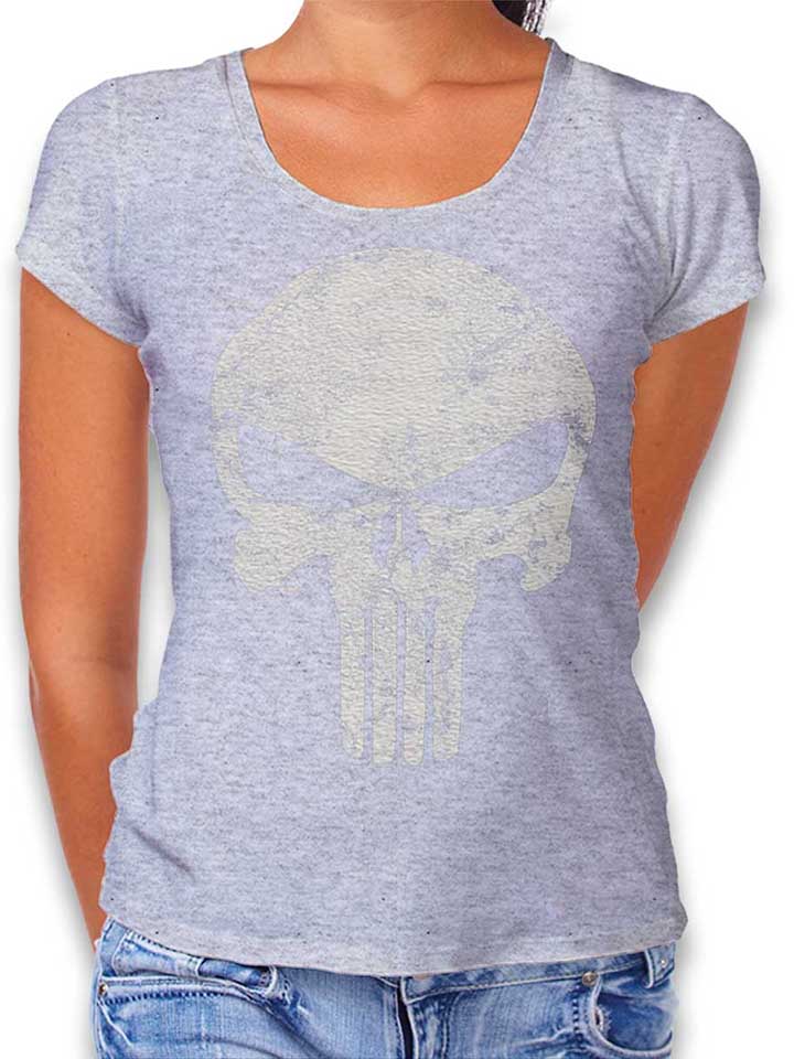 punisher-vintage-skull-damen-t-shirt grau-meliert 1