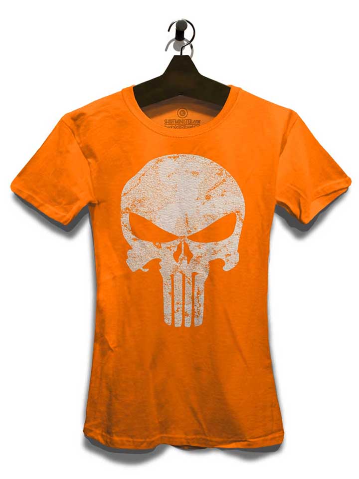 punisher-vintage-skull-damen-t-shirt orange 3