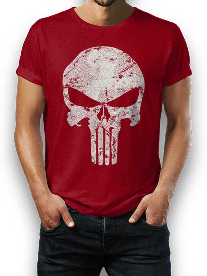 punisher-vintage-skull-t-shirt bordeaux 1