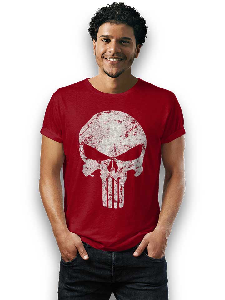 punisher-vintage-skull-t-shirt bordeaux 2