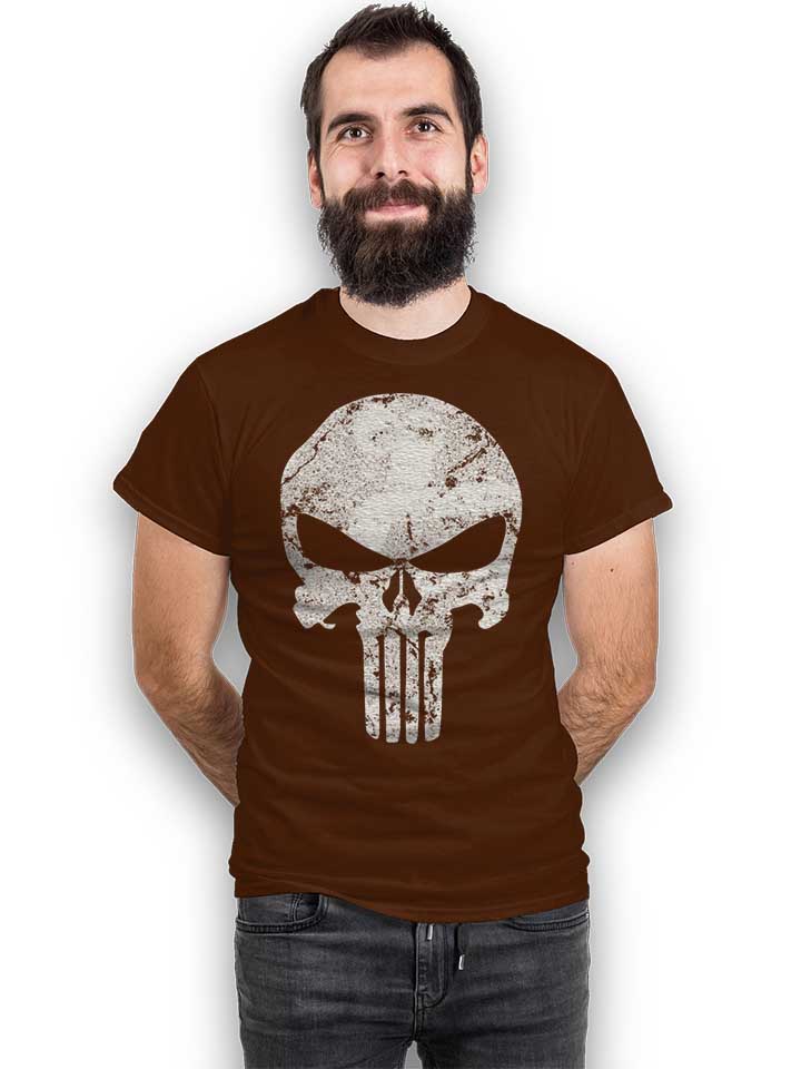 punisher-vintage-skull-t-shirt braun 2