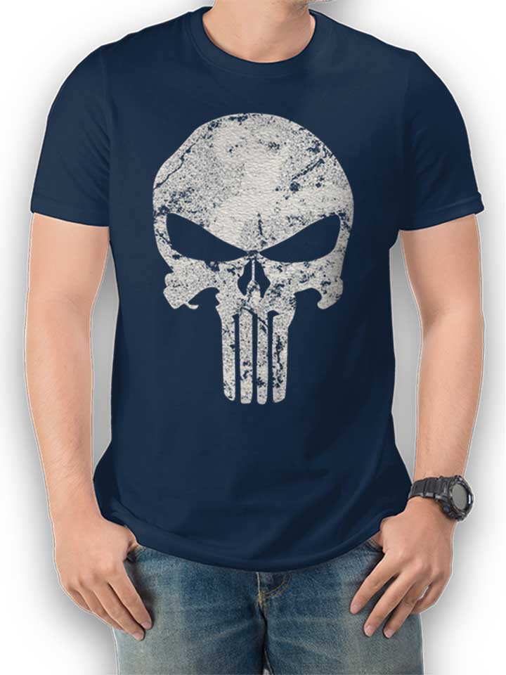 punisher-vintage-skull-t-shirt dunkelblau 1