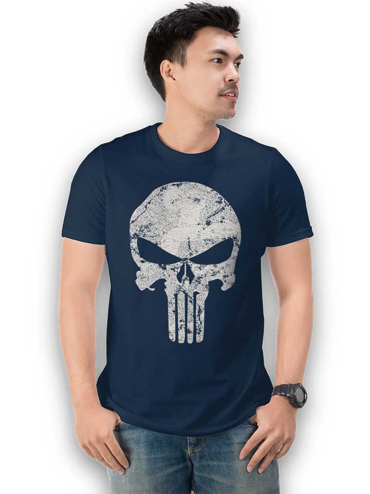 punisher-vintage-skull-t-shirt dunkelblau 2