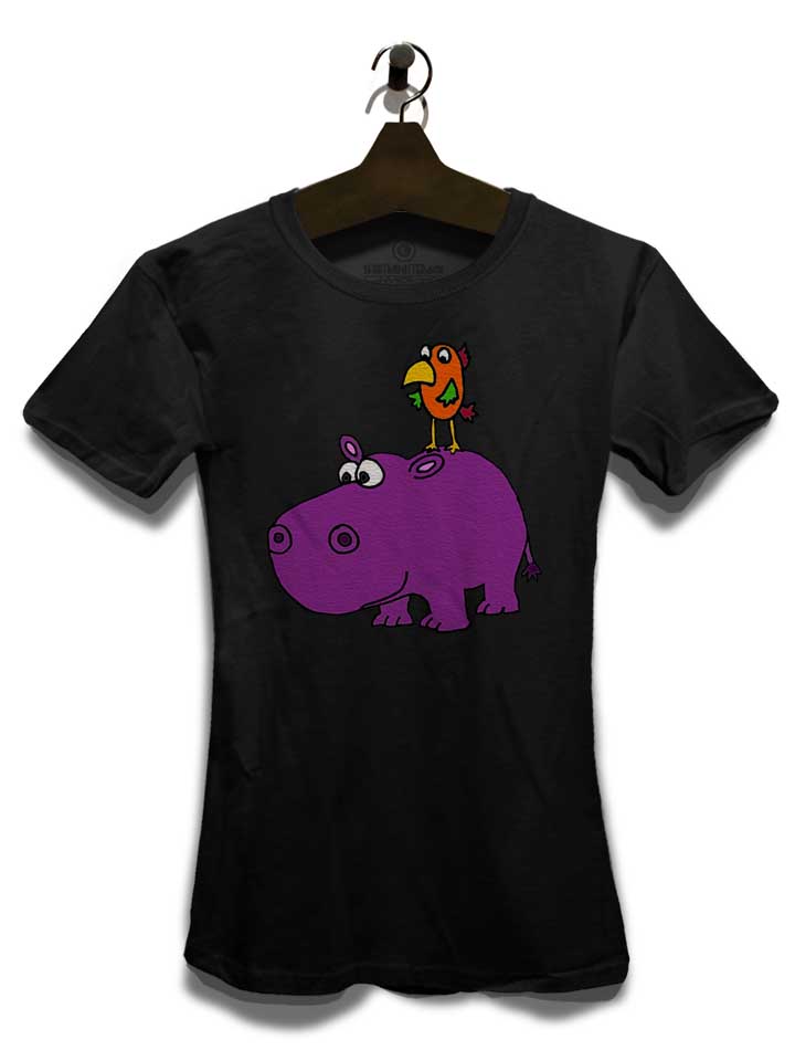 purple-hippo-parrot-damen-t-shirt schwarz 3