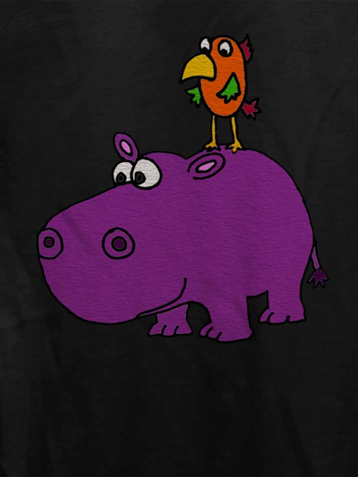 purple-hippo-parrot-damen-t-shirt schwarz 4