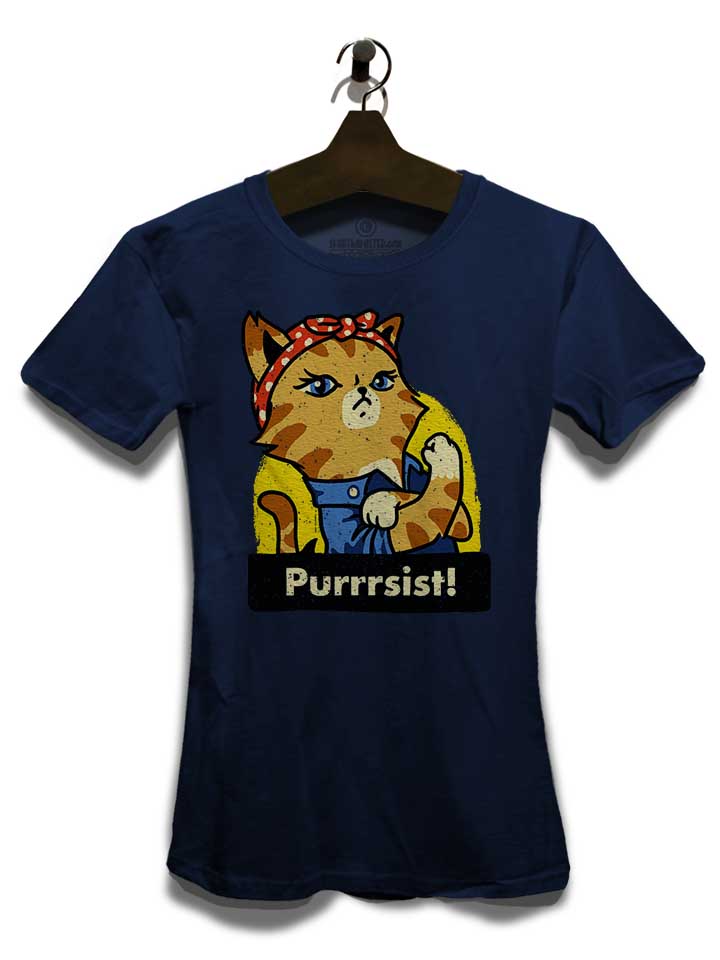 purrrsist-cat-damen-t-shirt dunkelblau 3