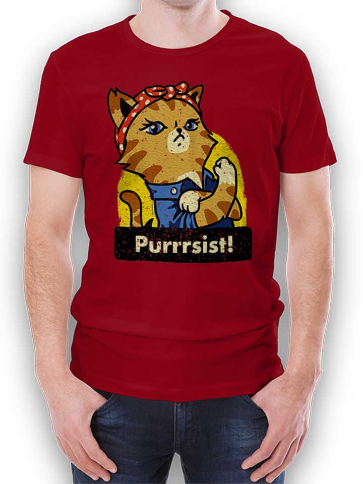 Purrrsist Cat T-Shirt bordeaux L