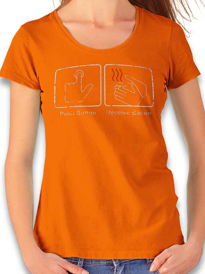 push-button-receive-bacon-vintage-damen-t-shirt orange 1