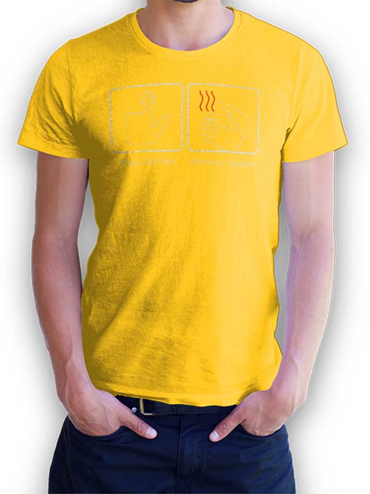 Push Button Receive Bacon Vintage T-Shirt yellow L
