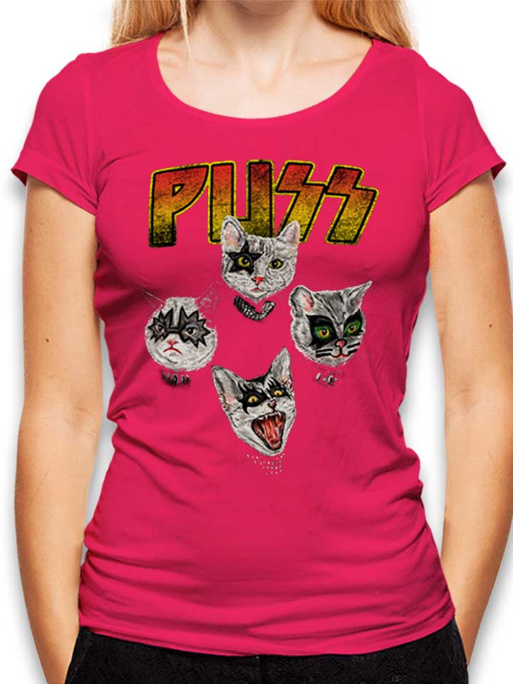 Puss Cats Damen T-Shirt fuchsia L