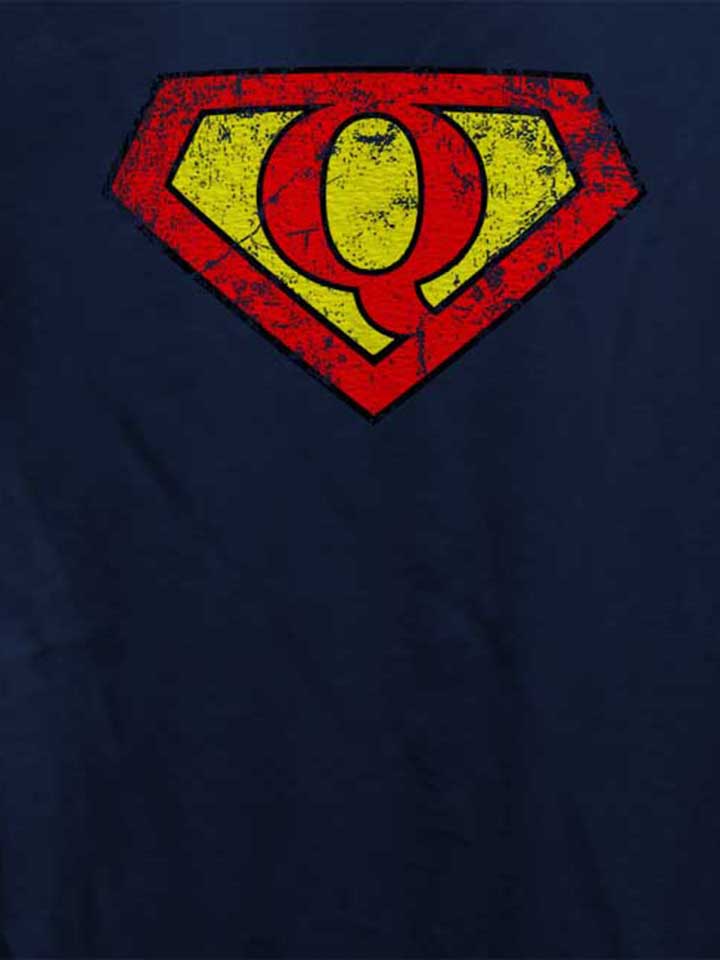q-buchstabe-logo-vintage-damen-t-shirt dunkelblau 4