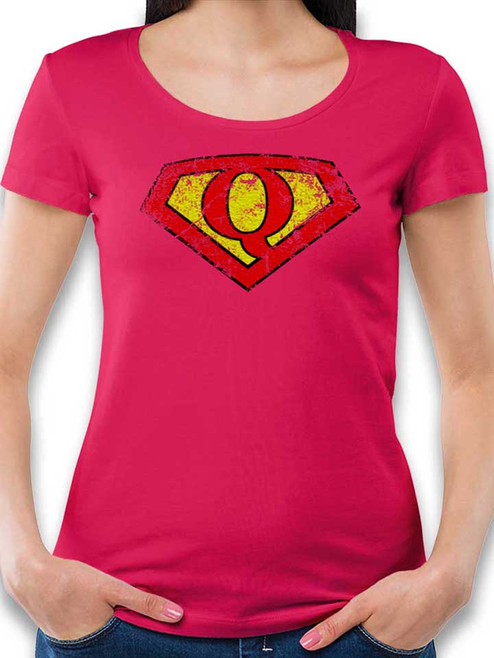 q-buchstabe-logo-vintage-damen-t-shirt fuchsia 1
