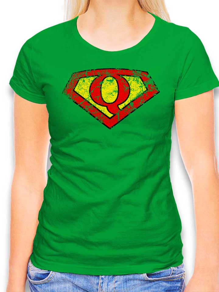 q-buchstabe-logo-vintage-damen-t-shirt gruen 1