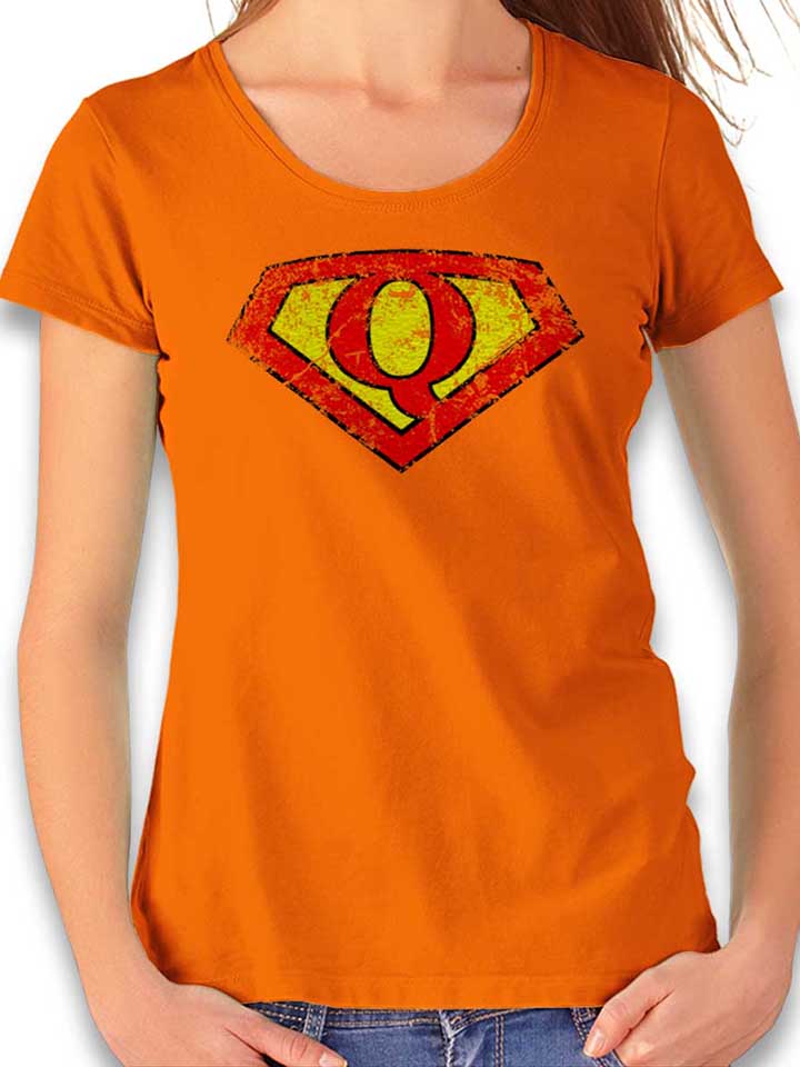q-buchstabe-logo-vintage-damen-t-shirt orange 1