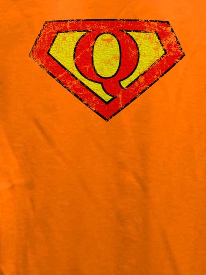 q-buchstabe-logo-vintage-damen-t-shirt orange 4