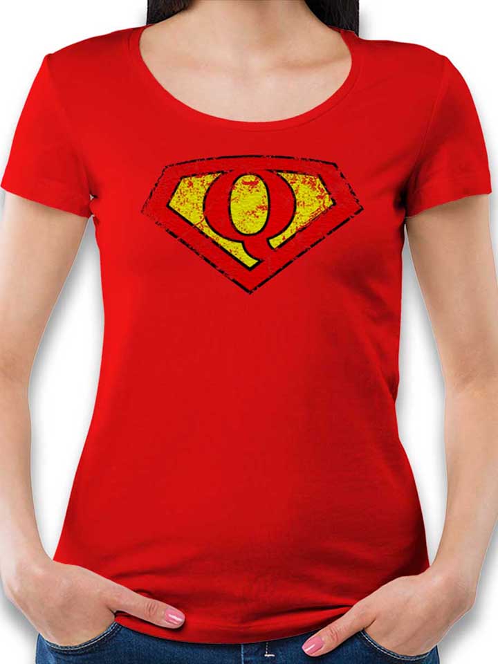 q-buchstabe-logo-vintage-damen-t-shirt rot 1