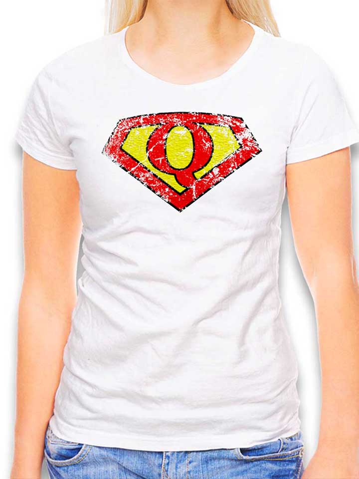 q-buchstabe-logo-vintage-damen-t-shirt weiss 1