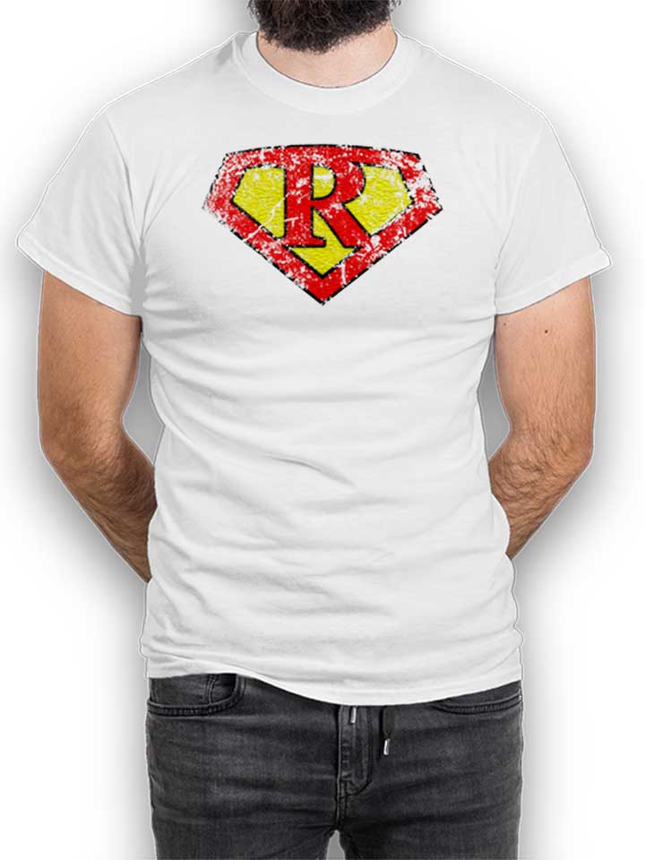 R Buchstabe Logo Vintage T-Shirt weiss L