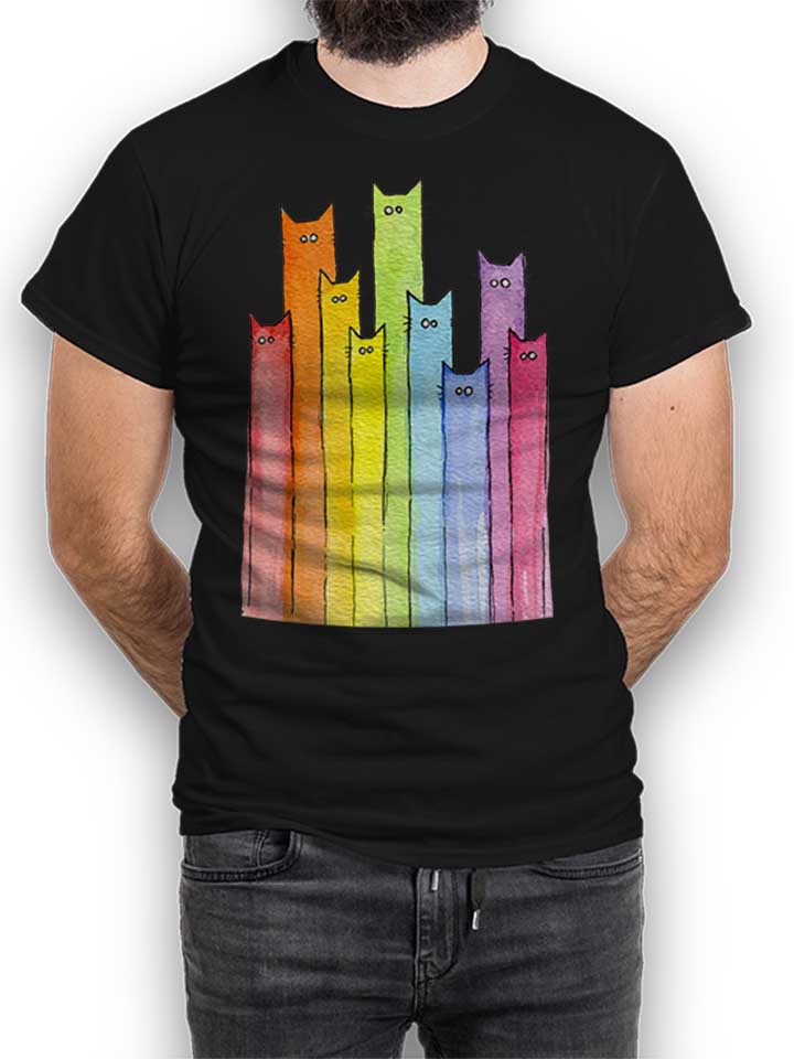 Rainbow Cats T-Shirt schwarz L