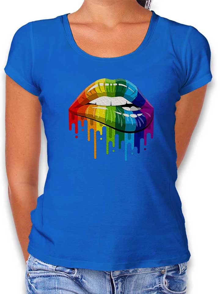 Rainbow Lips Womens T-Shirt royal-blue L