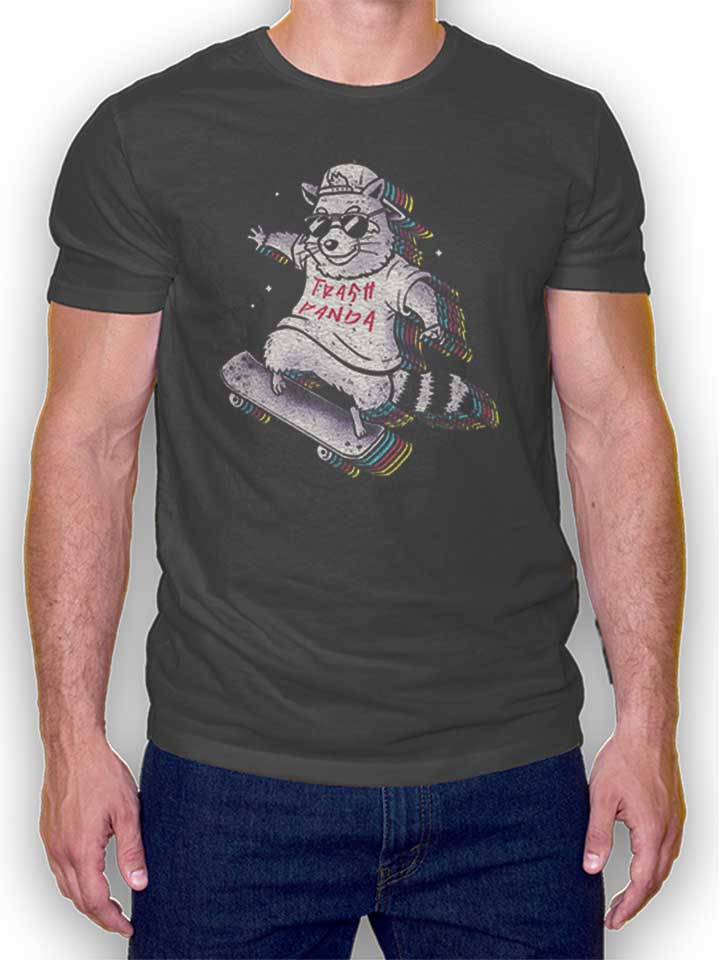 Rainbow Trash Skateboard Panda T-Shirt dark-gray L