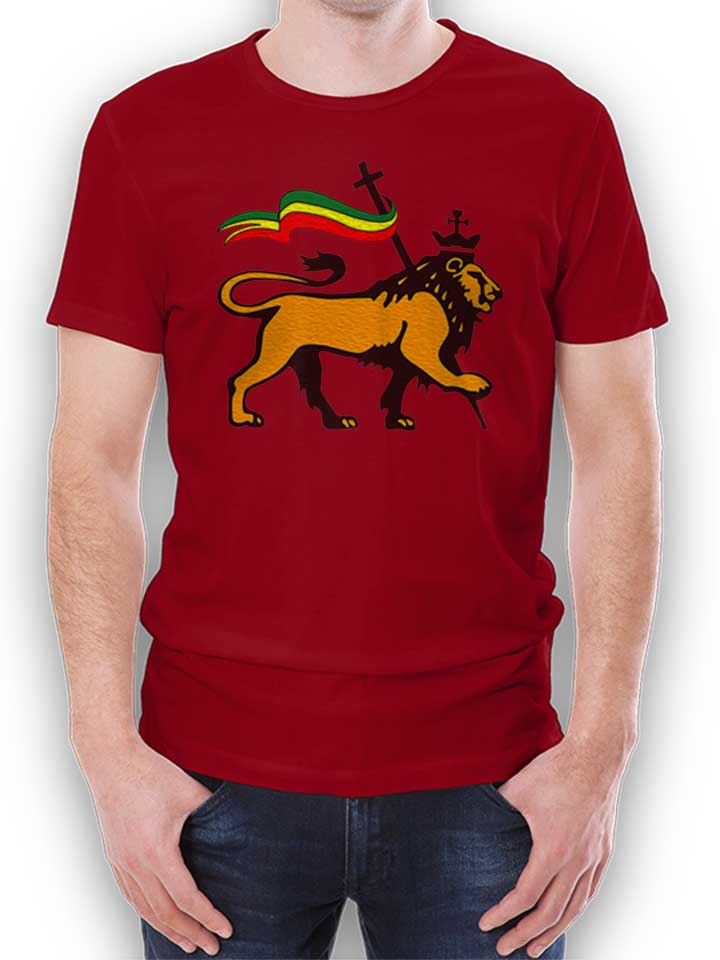 Rasta Lion Flag T-Shirt bordeaux L