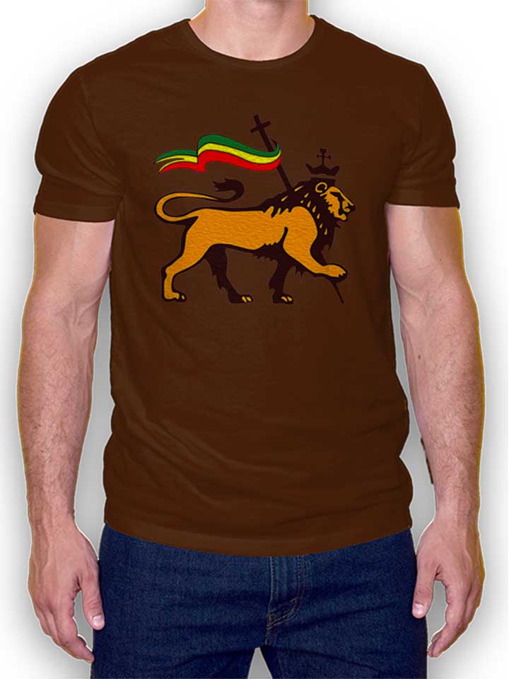 Rasta Lion Flag Camiseta marrn L