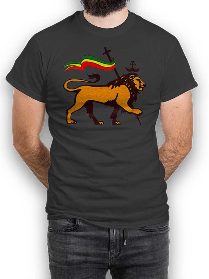 Rasta Lion Flag T-Shirt dunkelgrau L