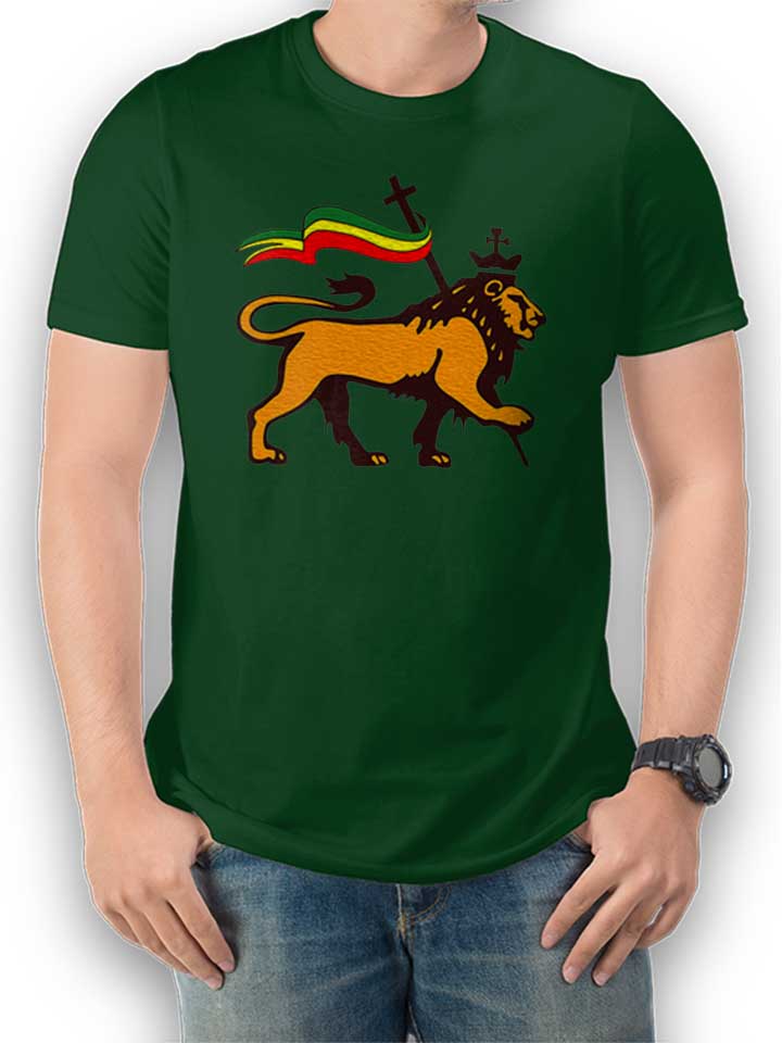 Rasta Lion Flag T-Shirt vert-fonc L