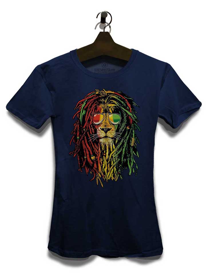 rasta-lion-damen-t-shirt dunkelblau 3