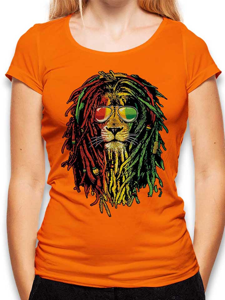 rasta-lion-damen-t-shirt orange 1