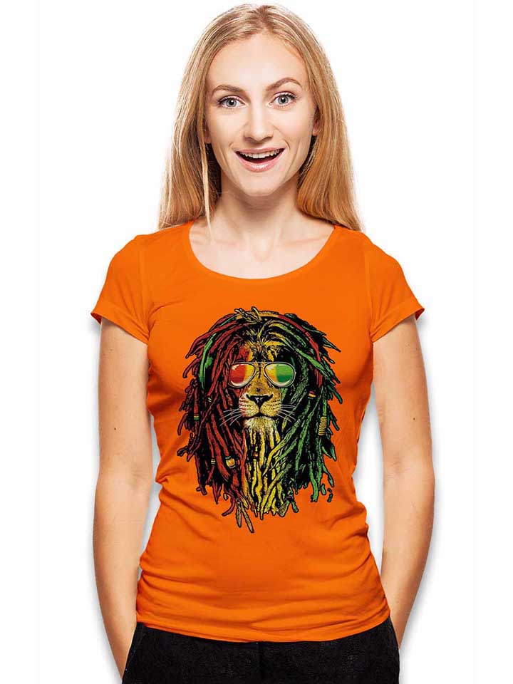 rasta-lion-damen-t-shirt orange 2