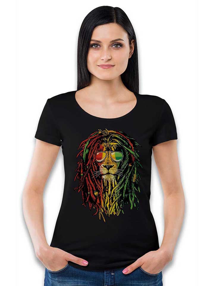 rasta-lion-damen-t-shirt schwarz 2
