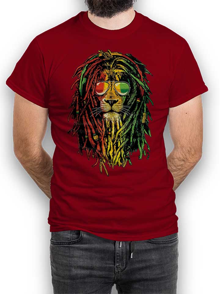 Rasta Lion T-Shirt maroon L