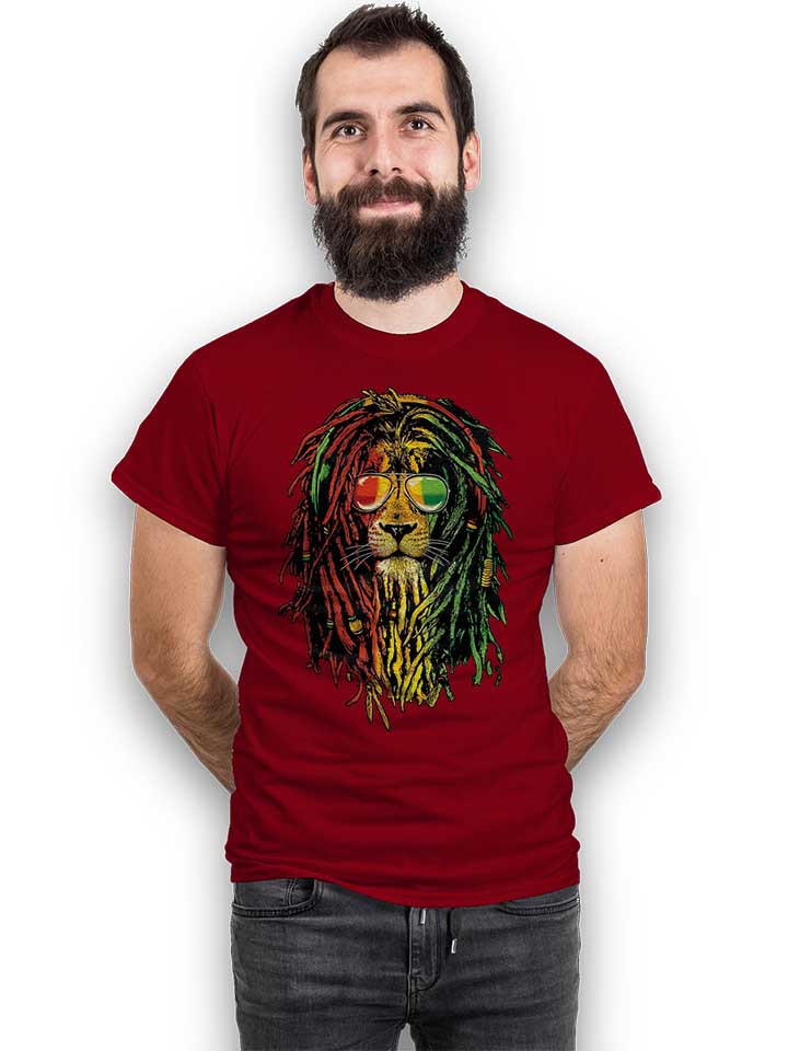 rasta-lion-t-shirt bordeaux 2