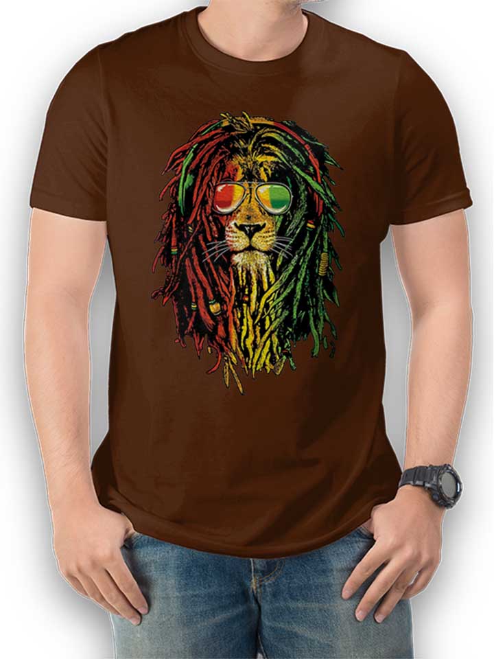 Rasta Lion T-Shirt braun L