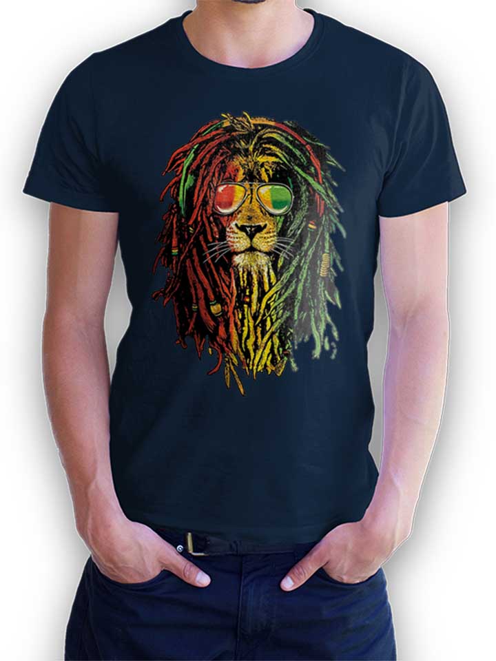 Rasta Lion T-Shirt dunkelblau L