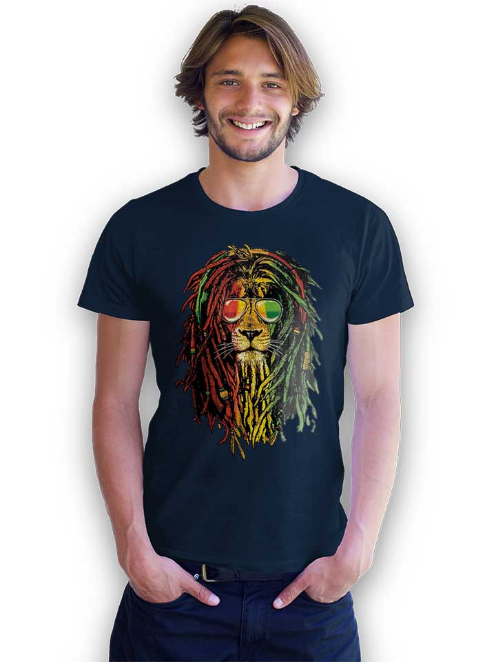 rasta-lion-t-shirt dunkelblau 2