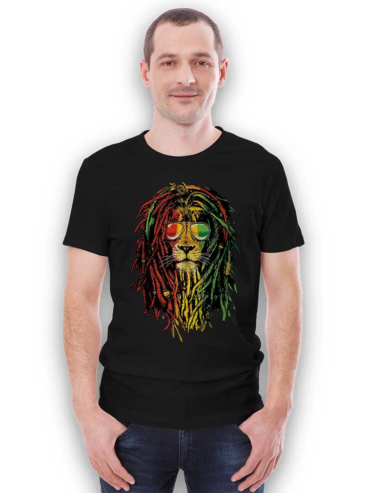 rasta-lion-t-shirt schwarz 2