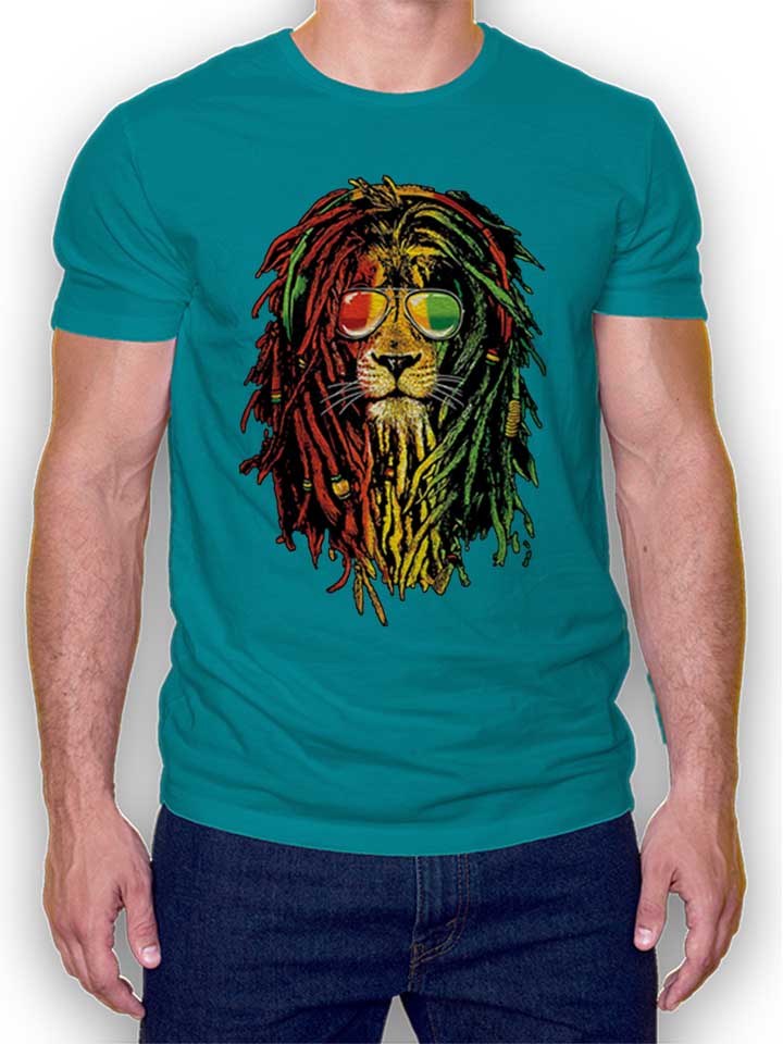Rasta Lion T-Shirt tuerkis L
