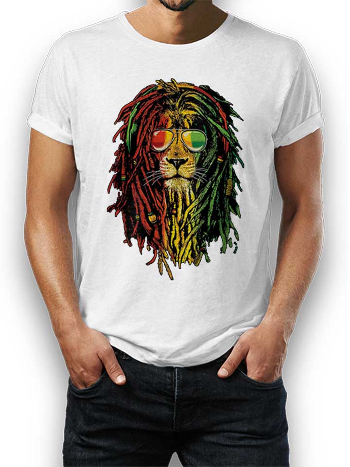 Rasta Lion T-Shirt weiss L