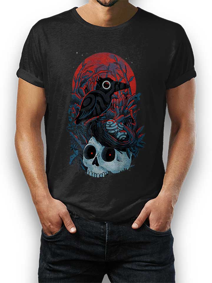 Raven Skull T-Shirt schwarz L