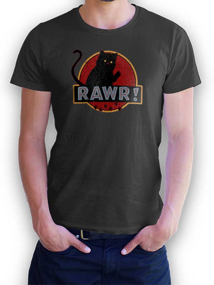 Rawr Jurrasic Cat T-Shirt dunkelgrau L