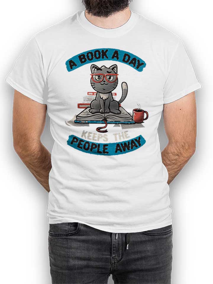 Reading Cat 02 T-Shirt blanc L