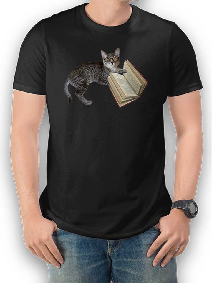 reading-cat-t-shirt schwarz 1